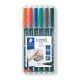 Alkoholos marker készlet, OHP, 0,6 mm, STAEDTLER Lumocolor® 318 F, 6 különböző szín (TS318WP6)