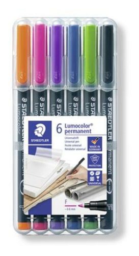 Alkoholos marker készlet, OHP, 0,6 mm, STAEDTLER Lumocolor® 318 F, 6 különböző szín (TS318WP61)