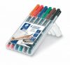 Alkoholos marker készlet, OHP, 0,6 mm, STAEDTLER Lumocolor® 318 F, 6 különböző szín (TS318WP6)