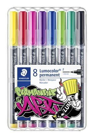 Alkoholos marker készlet, OHP,  0,6 mm, STAEDTLER Lumocolor® 318 F, 8 különböző szín (TS318WP81)