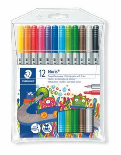 Filctoll készlet, 1-3 mm, kétvégű, kimosható, STAEDTLER Noris® 320, 12 különböző szín (TS320NWP12)