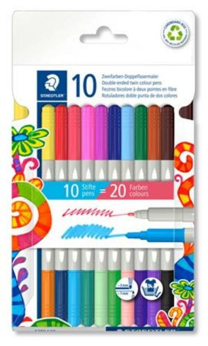 Rostirón készlet, 1/3 mm, kétvégű, STAEDTLER® 3280, 20 különböző szín (TS3280C10)