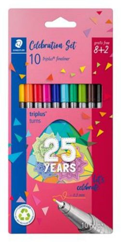 Tűfilc készlet, 0,3 mm, STAEDTLER Triplus® fineliner 334, 10 különböző szín (TS334BK10TA)