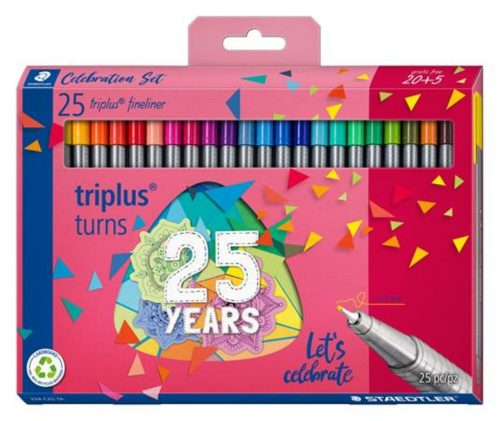 Tűfilc készlet, 0,3 mm, STAEDTLER Triplus® fineliner 334, 25 különböző szín (TS334C25TA)