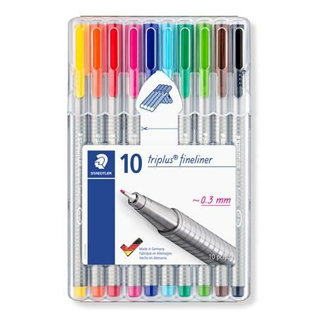 Tűfilc készlet, 0,3 mm, STAEDTLER Triplus 334, 10 különböző szín (TS334SB10)