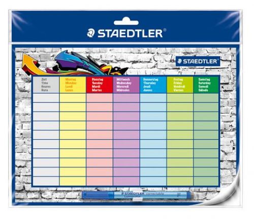 Órarend, törölhető, öntapadós, STAEDTLER 641 SP2 (TS641SP2)