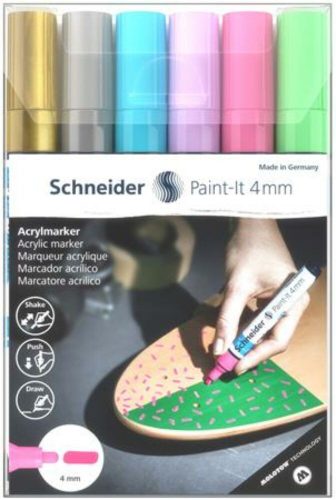 Dekormarker készlet, akril, 4 mm, SCHNEIDER Paint-It 320, 6 különböző szín (TSC320V62)