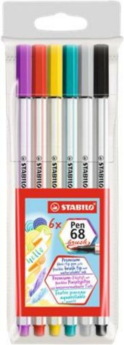 Ecsetirón készlet, STABILO Pen 68 brush, 6 különböző szín (TST5680611)