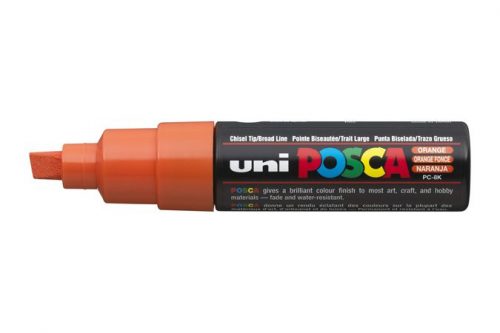 Dekormarker, 8 mm, vágott, UNI Posca PC-8K, narancssárga (TUPC8KN)