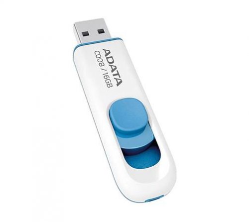 Pendrive, 16GB, USB 2.0, ADATA C008, fehér (UA16GC8W)