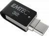 Pendrive, 32GB, USB 3.2, USB-A bemenet/USB-C kimenet, EMTEC T260C Dual (UE32GD)