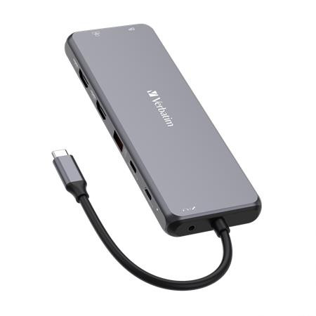 USB elosztó-HUB, 2xUSB-C PD/2xHDMI/DP/6xUSB-A/RJ45/audio, VERBATIM (UHV32153)