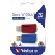 Pendrive, 2 x 32GB, USB 3.2, 80/25MB/sec, VERBATIM Store n Click, piros, kék (UV32SC2)