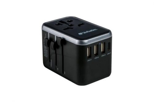 Utazó adapter, univerzális, USB-A(QC 3.0)/USB-C(PD61W)2xUSB, VERBATIM UTA-04 (VT49546)