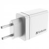 Hálózati töltő, 1xUSB-C PD (20W), USB-A QC 3.0, 2xUSB-A (10W), VERBATIM, fehér (VT49701)