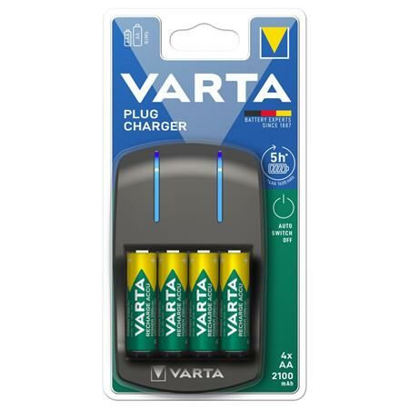 Elemtöltő, AA/AAA, 4x2100 mAh AA, VARTA Plug (VTLT21)